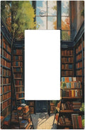 Library With A Lot Of Books Single Decora Outlet Wall Plate 1 Gang Rocker Decorative Switchplate Faceplate GFCI Light Switch Covers for Home Living Decor