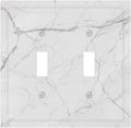 Decorative Switch Plates White Grey Abstract Modern Marble 2 Gang Double Toggle Outlet Light Switch Cover Wall Plate Electrical Faceplate for Bathroom Kitchen Decor