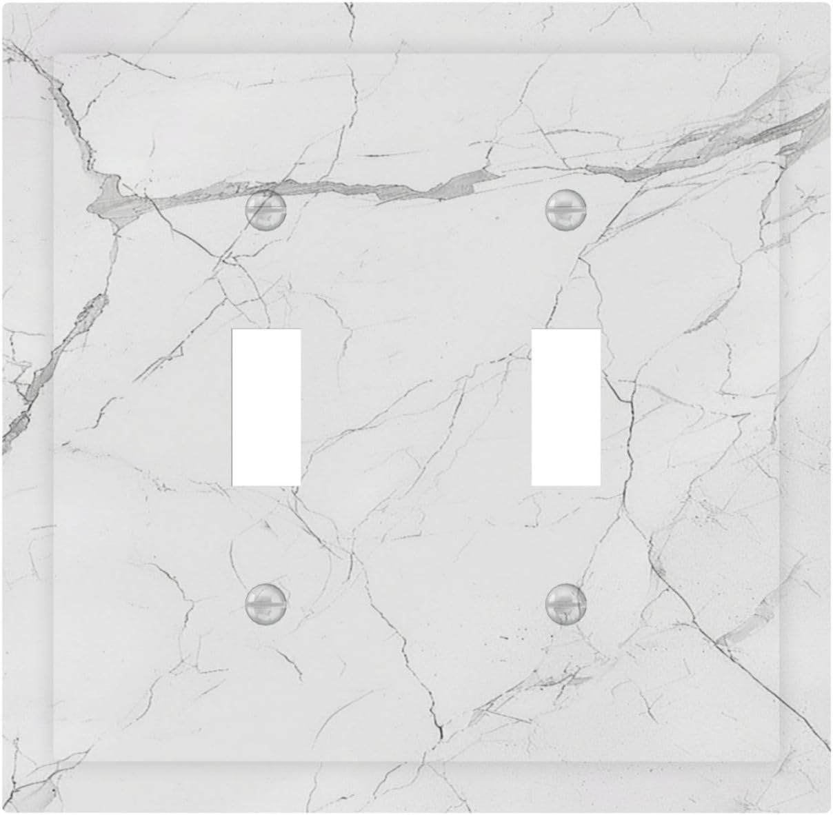 Decorative Switch Plates White Grey Abstract Modern Marble 2 Gang Double Toggle Outlet Light Switch Cover Wall Plate Electrical Faceplate for Bathroom Kitchen Decor