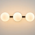 Bathroom Vanity Mirror Light Fixtures: 3 Lights Bath Wall Sconce Lighting - Black Vanity Lights with Milk Glass Shade - Modern Minimalist Makeup Light Fixture above Mirror for Hallway Bedroom E26 Base