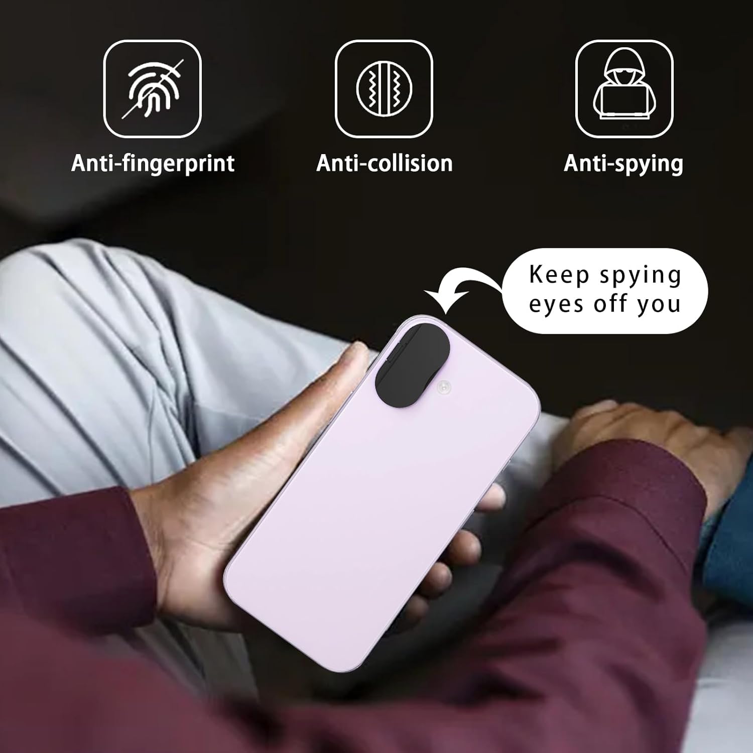 Privacy Lens Cover Compatible for iPhone 17 with Front Camera Cover,Protect Privacy and Security But Not Affect Facial Recognition（2Pack） Black
