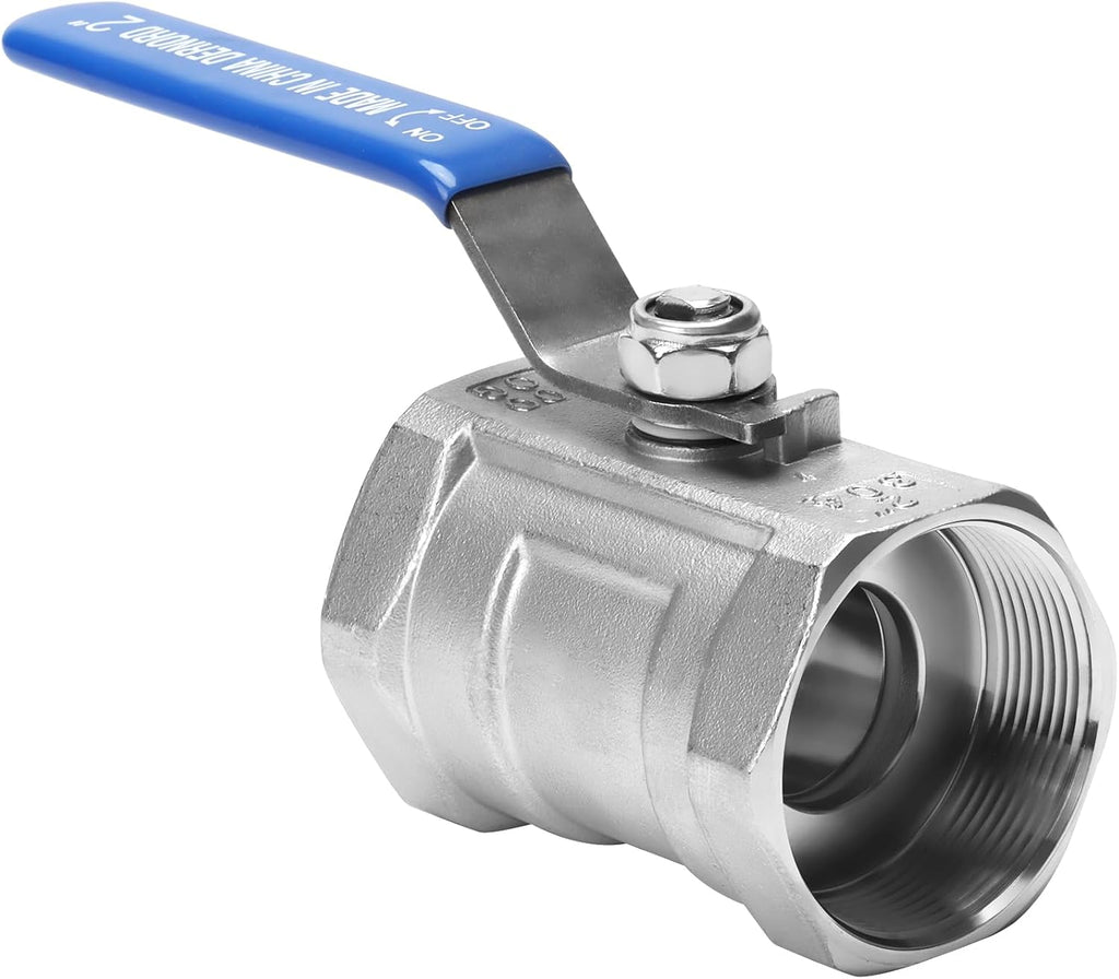 DERNORD Stainless Steel Ball Valve 1PC Type 2 Inch NPT Standard Port for Water, Oil, and Gas (2 Inch Ball Valve)