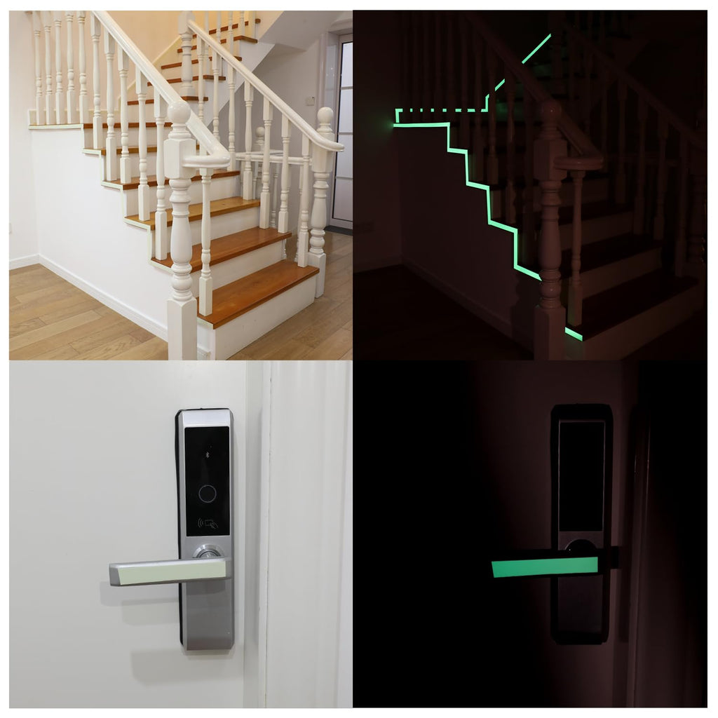 High Brightness Glow in The Dark Tape for Safety Marking, Art Craft DIY, Christmas Deco and Party Accessories. Non-Toxic Adhesive, Waterproof Rechargeable Luminous Tape (2in X 30Ft)