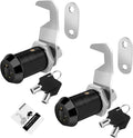 Black Toolbox Lock With Keys, Cabinet Locks Keyed Alike, Hook Cam, Tubular Cam Lock, Tool Box Lock With Manual (1-1/8 Inch 2 Pack-Black)