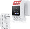 Carbon Monoxide Detectors & Smoke Detector, Gas and Carbon Monoxide Detectors Plug in & Battery Backup with Temperature Humidity Detection, Adjustable Sound & Brightness for Home/RV/Travel/Camping