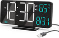 KOSUMOSU Digital Clock for Bedroom 6.7in Small Digital Alarm Clock Black, Dimming,12/24h,Date,Day of Week, Indoor Temperature,Desk Clocks for Classroom, LED Clocks for Living Room, Digital Calendar