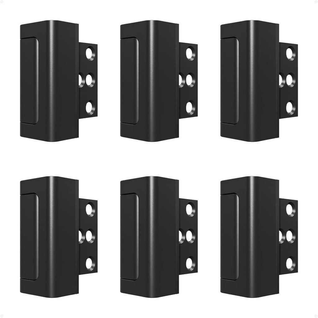6 Pack Home Security Door Reinforcement Lock, Childproof Safety Door Lock Latch Stopper, Removable Screw-Mounted, Prevent Home Unauthorized Entry, Aluminum Construction, Withstands 800 lbs