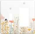 Outlet Covers Colorful Floral Watercolour Cuddly Bird 1 Toggle 1 Rocker Combination Decorative Wall Plate Electrical Switch Plates Light Switch Cover Plate For Bed Room Living Room Decor