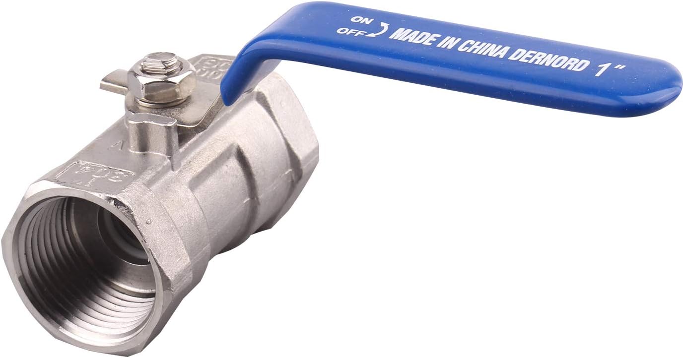 DERNORD Stainless Steel Ball Valve 1PC Type 1 Inch NPT Standard Port for Water, Oil, and Gas (1 Inch Ball Valve)