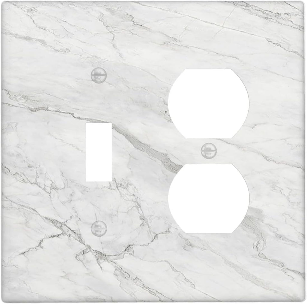 Wallplates Marble Granite White And Grey 1 Toggle 1 Duplex Switch Plate Electrical GFCI Faceplate Decorative Light Switch Covers for Home Bedroom Decor