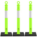 RoadHero 45 Inch Delineator Post with Base, Portable Lime Green Traffic Delineator Posts Cones with Reflective Collars for Parking Lots, Road Safety, Construction Events 3 Pack