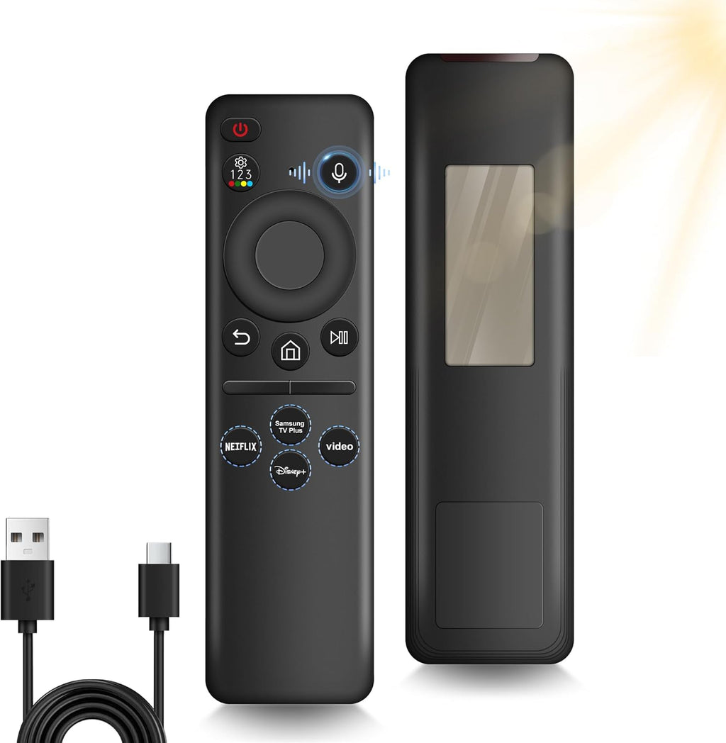 Rechargeable Voice Remote for Samsung Smart TVs, Replacement for 2021–2025 Samsung TV Remote Control with Solar Charging and Voice Search, Compatible with BN59-01432A