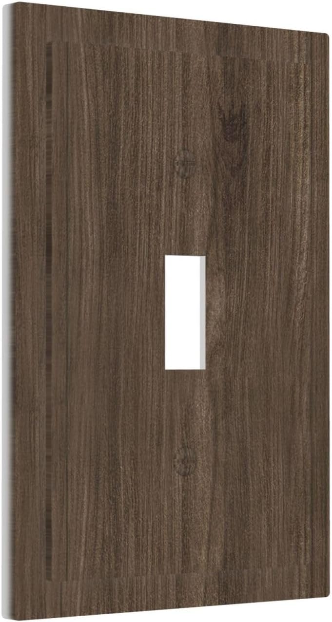 Decorative Light Switch Cover Plate Rustic Walnut Wood Grain 1 Gang Single Toggle Wall Plate Electrical Outlet Covers Decorate Switch Plate Cover for Farmhouse Cabin Decor