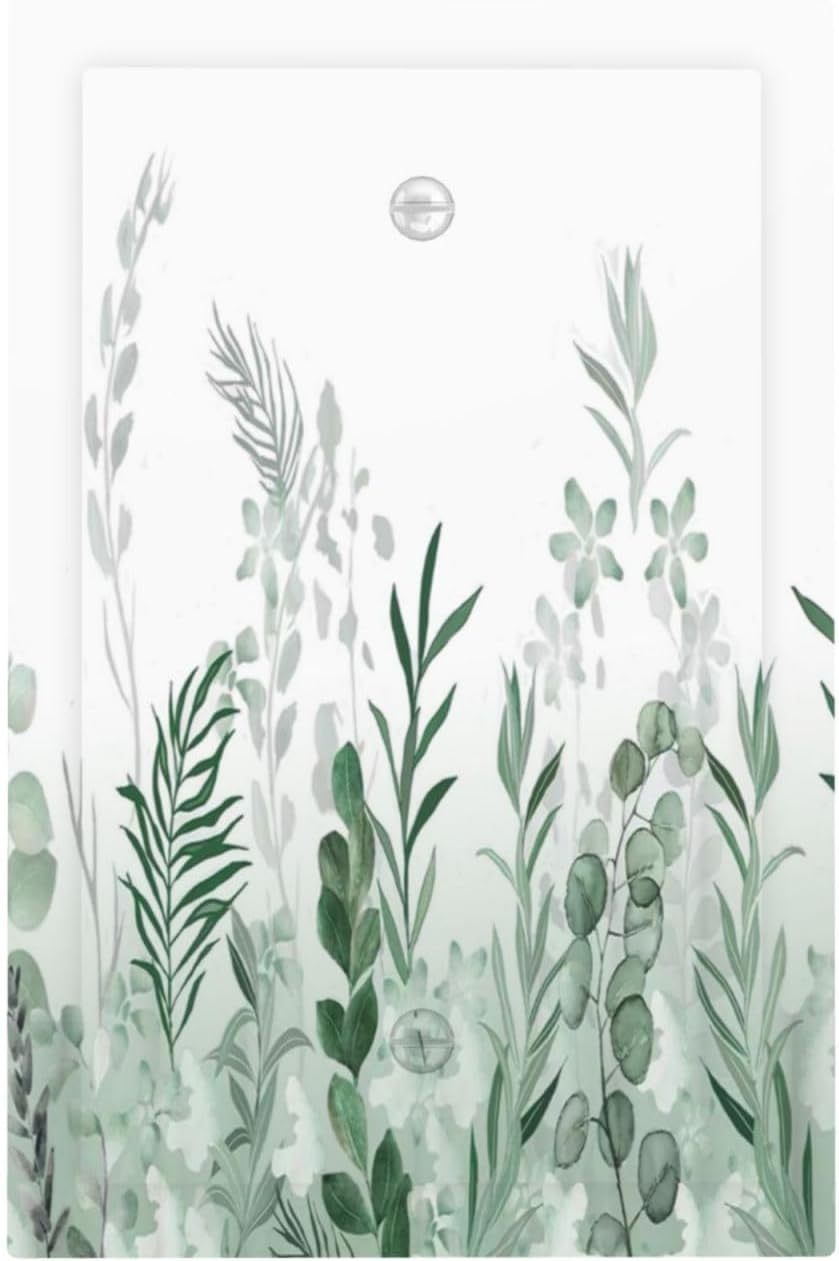 Watercolor Green Leaf Rustic Plant Eucalyptus Flowers Light Switch Cover Plate 1 Gang No Device Blank Electrical Wall Plates Faceplate Decorative Switch Plate for Bed Room Living Room Decor