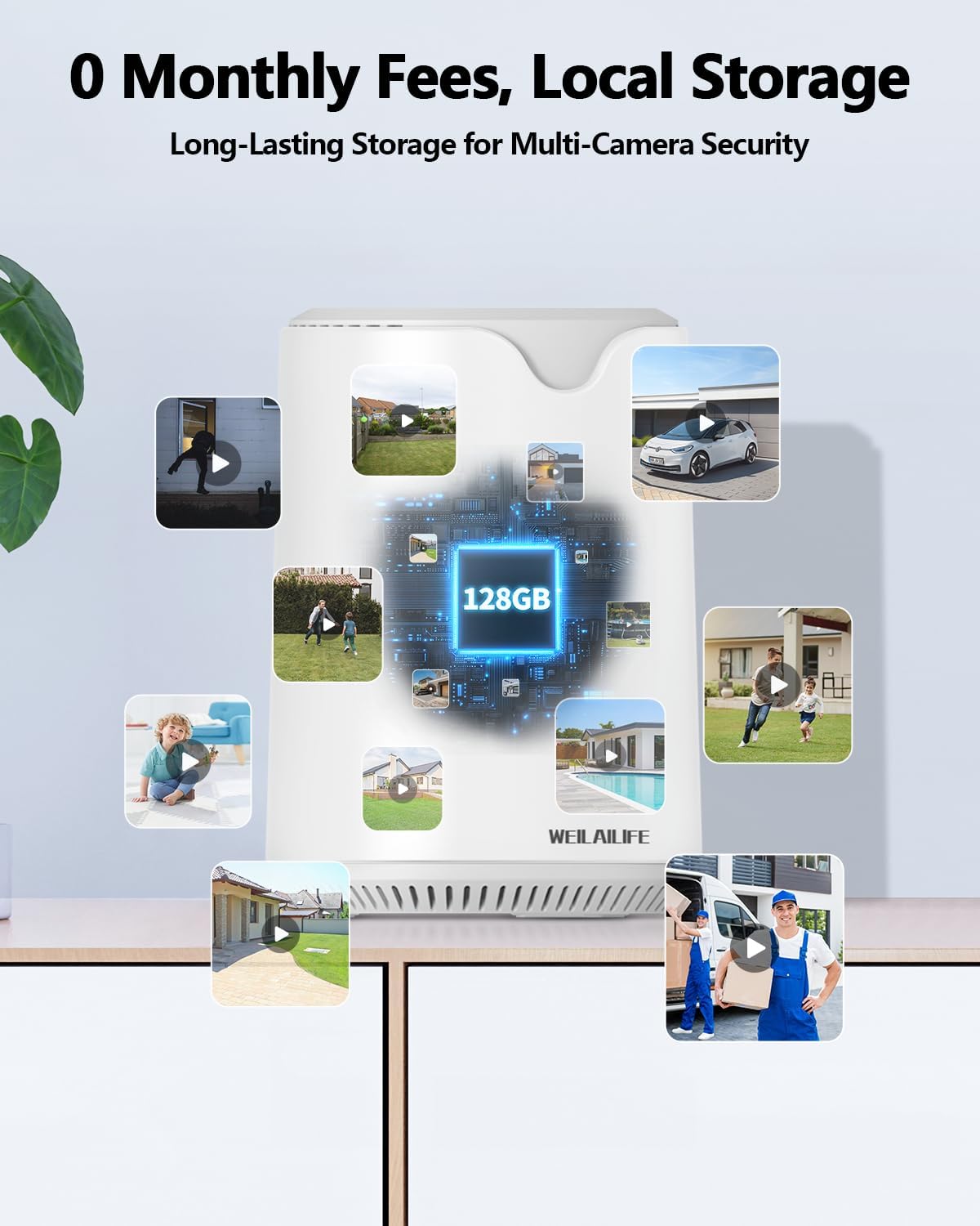 WEILAILIFE 【Auto Tracking & 2-Way Audio】 WiFi Home Video Surveillance Systems, Security Cameras Wireless Outdoor, Solar Powered PTZ Security Camera System DVR Kits