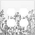 Outlet Covers Floral Wildflower Rustic Plant Leaves 2 Gang Double Duplex Decorative Light Switch Covers Electrical Wallplates Socket Faceplate For Farmhouse Cabin Decor