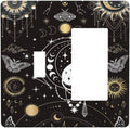 White Cat Tarot Moon Phases Moth Celestial Gothic Outlet Covers 1 Toggle 1 Rocker Combination Decorative Wall Plate Electrical Switch Plates Light Switch Cover Plate for Kids Room Bedroom Decor
