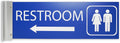 ALPHA DOG SIGNS Corridor Projecting Hallway Bathroom Sign, Left Arrow, 4"x12" Double Sided, Indoor/Outdoor, Easy Install, Durable Business Wayfinding Plaque, USA-Made (Blue)