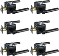 Privacy Door Lever, Heavy Duty Bathroom Bedroom Handle Lock, Keyless Interior Knobs, Matte Black, Reversible for Right&Left Handed, 6Packs
