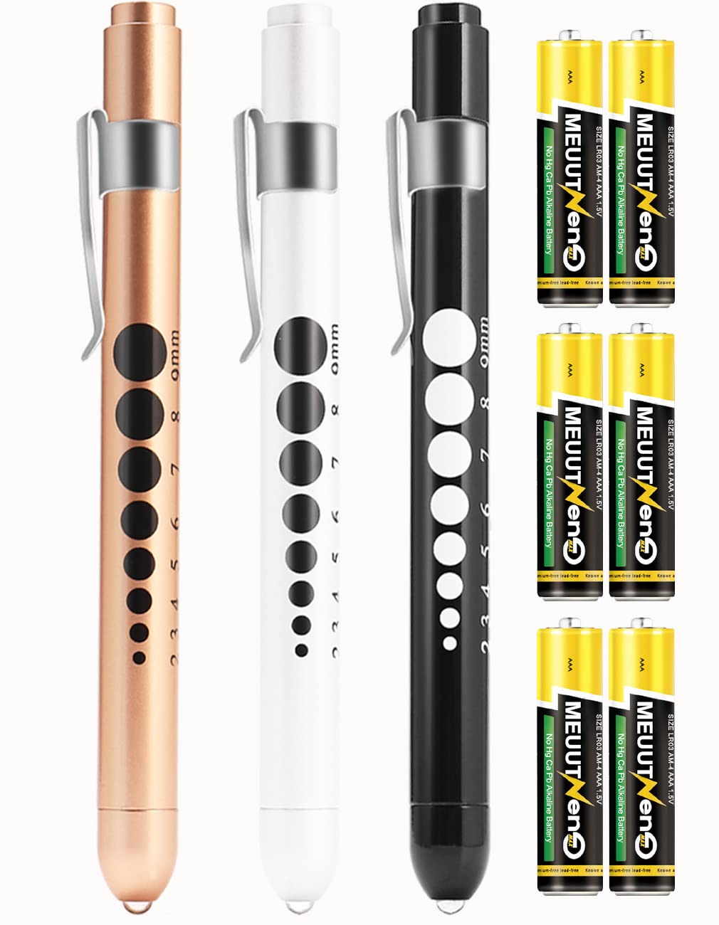 MEUUT 3 Pack Pen Lights for Nurses with 6 Batteries – Medical Penlights Nurse Accessories for Work, Perfect Nursing Student Essentials Medical Supplies for Nurses Doctors EMT Trauma