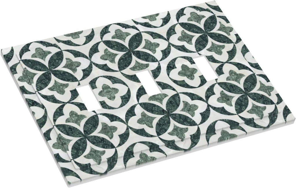 Green Luxury Modern Cubic Marble 3 Gang Triple Toggle Decorative Light Switch Covers Electrical Faceplate Switch Plates For Bathroom Kitchen Home