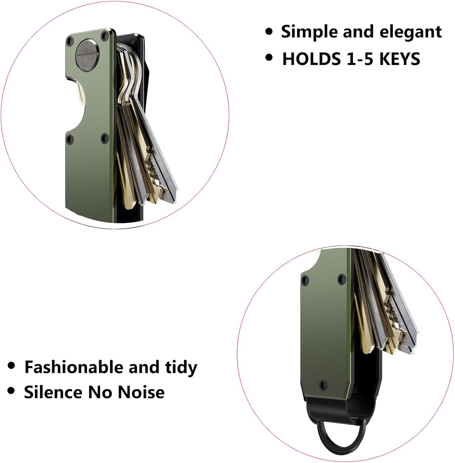 Key Organizer Compact Key Holder Metal Key Chain Minimalist key case key holder for keychain Secures 1-5 Keys