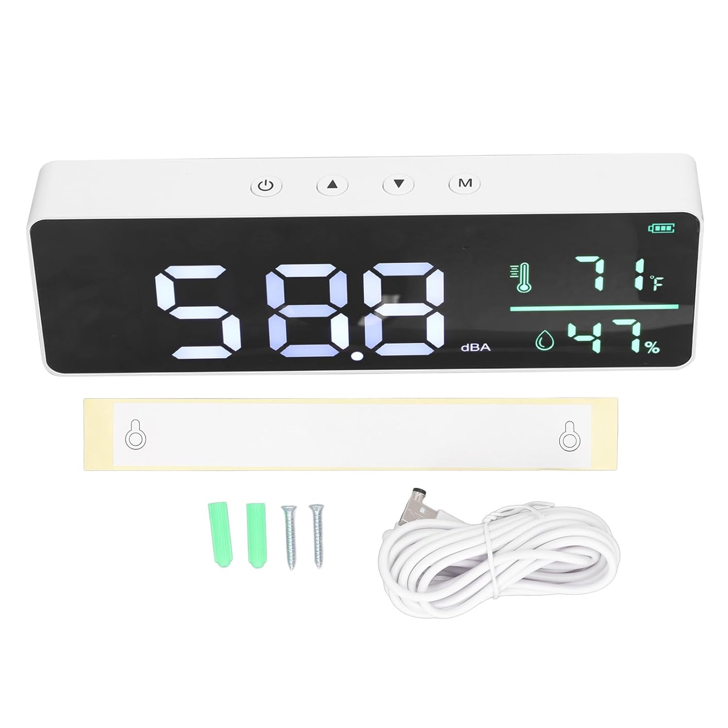 3 in 1 Decibel Meter, Sound Level Reader, Humidity and Temperature Monitor 30-130dBA - LED Display, Sensor, Ideal for Indoor and Outdoor Use