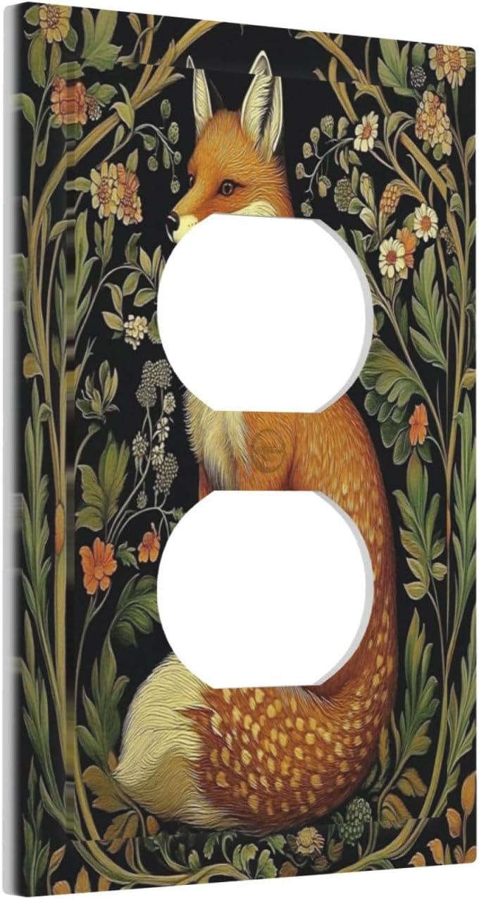 Fox Morris Plants Flowers Vine Colorful Floral Outlet Covers 1 Gang Duplex Light Switch Cover Decorative Switch Plates Electrical Receptacle Faceplate Wall Plate For Bed Room Living Room Decor