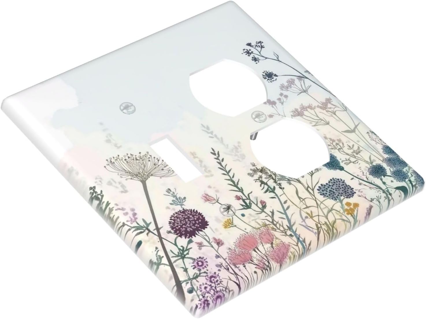 Colorful Wildflower Watercolor Dandelion Floral Wallplates 1 Toggle 1 Duplex Switch Plate Electrical Gfci Faceplate Decorative Light Switch Covers For Cabin Home Decor