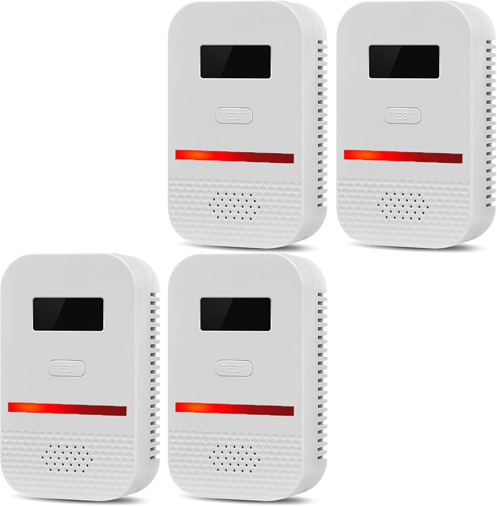 4PCS 2-in-1 Carbon Monoxide and Combustible Gas Detectors Combination, Plug in Co Leak Detector LNG LPG Monitor for Home Travel RV Essentials, Sound Alarm Over 85dB, 50-Feet Detection Range