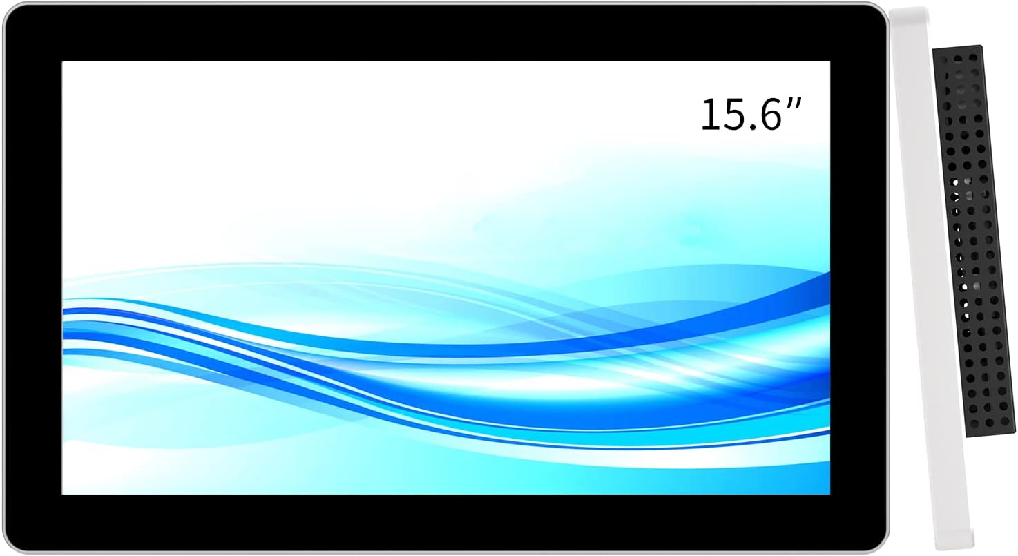 GreenTouch 15.6 Inch Open-Frame Touchscreen LCD Monitor - Capacitive PCAP Touch -1920x1080-16:9-Black and Silver Bezel