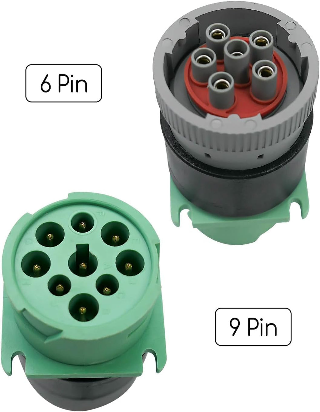 Diagnostic Plug 9pin J1939 Type 2 to 6pin J1708 Motorcycle Wiring Female Adapter, Green