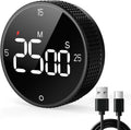 USB Rechargeable Magnetic Kitchen Timer for Cooking, Building 800mAh Battery Large Display Digital Countdown Countup Timer, 3 Preset 5/15/25 Mins Loud Alarm for Baking Grilling Studying