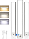 Under Cabinet Lighting Wireless,Rechargeable Battery Motion Sensor Light Indoor,LED Closet Lights USB Charging,3 Color Dimmable Under Cabinet Lights for Kitchen, Cabinet, Wardrobe (3 Pcs) 16inch