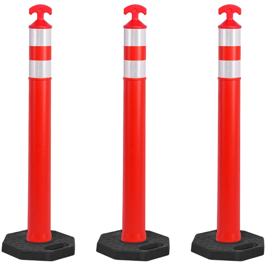 OrangeStar 3-Pack 42" Traffic Cones with Heavy Duty Base & Reflective Collars, Safety Delineators for Road Construction, Parking Lot, Traffic Control