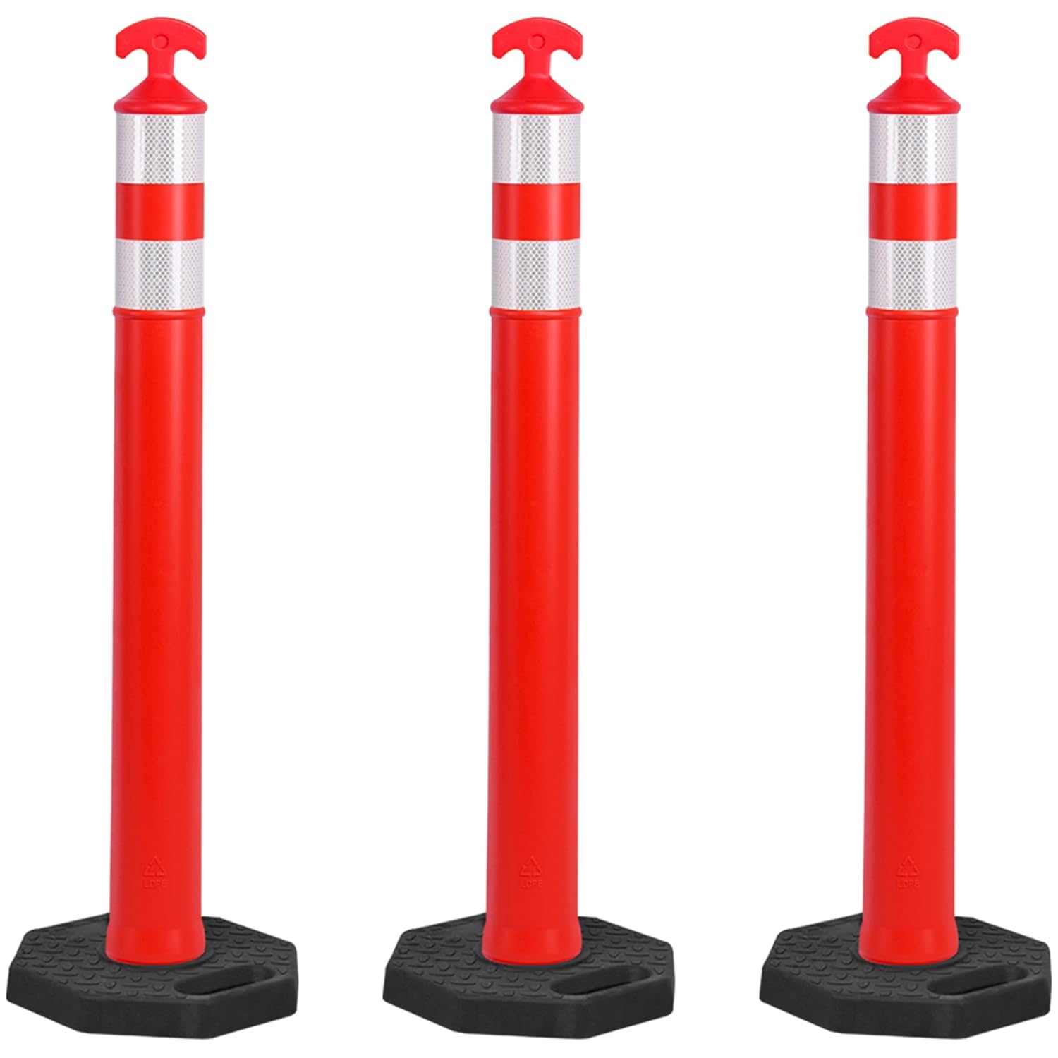 OrangeStar 3-Pack 42" Traffic Cones with Heavy Duty Base & Reflective Collars, Safety Delineators for Road Construction, Parking Lot, Traffic Control