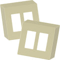 LIDER Matte Finish Double Decorator Switch Cover, Screwless Wall Plate, Mid-Size 2-Gang 4.88" x 4.92", Unbreakable Polycarbonate Thermoplastic, UL Listed, LSWP-32M-I10P, Ivory, 10 pack