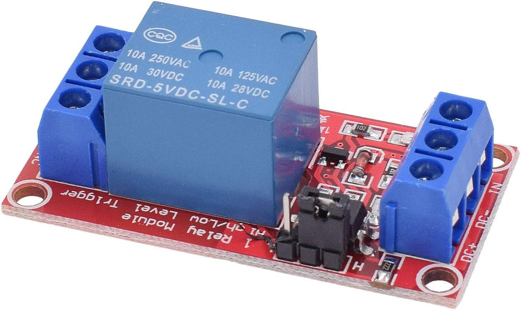 DC 5V Relay Module 1-Channel Relay Switch with Optocoupler Isolation High/Low Level Trigger, Pack of 10