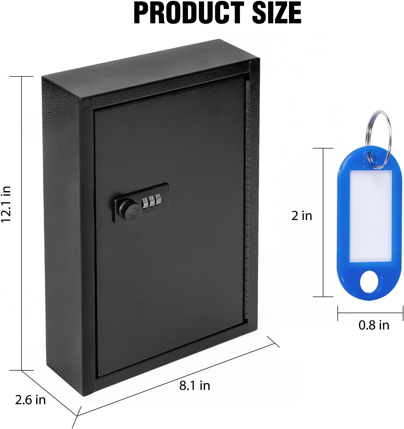 Sumerfnt Key Box Wall Mount with Code, Key Cabinet Lock Box for 40 Keys, Metal Key Storage Box with Key Tags and Number Stickers, 12.1"x 8.1" x 2.6"