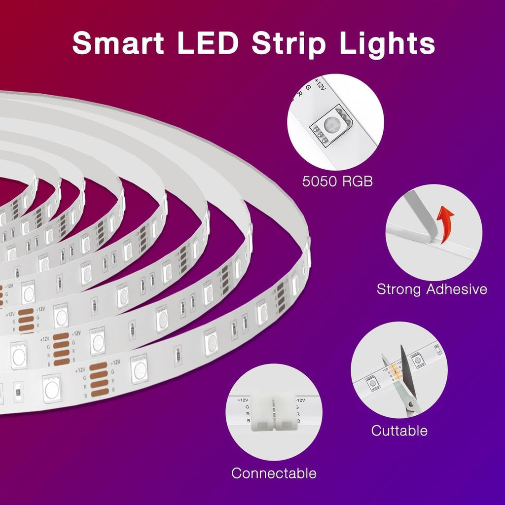 DAYBETTER Smart WiFi Led Lights 200 ft, Led Strip Lights Work with Alexa and Google Assistant, App Voice Remote Control Music Sync Color Changing RGB Strip Lighting for Bedroom Room Decor, 100 ft *2