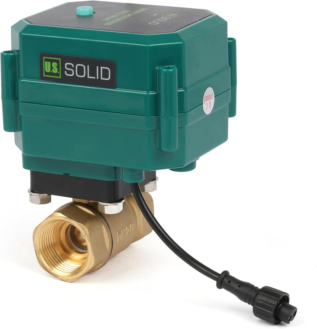 U.S. Solid 3/4" Smart Motorized Ball Valve - Brass Remote App Mobile-control Electrical Ball Valve with Manual Switch, Plug Connection