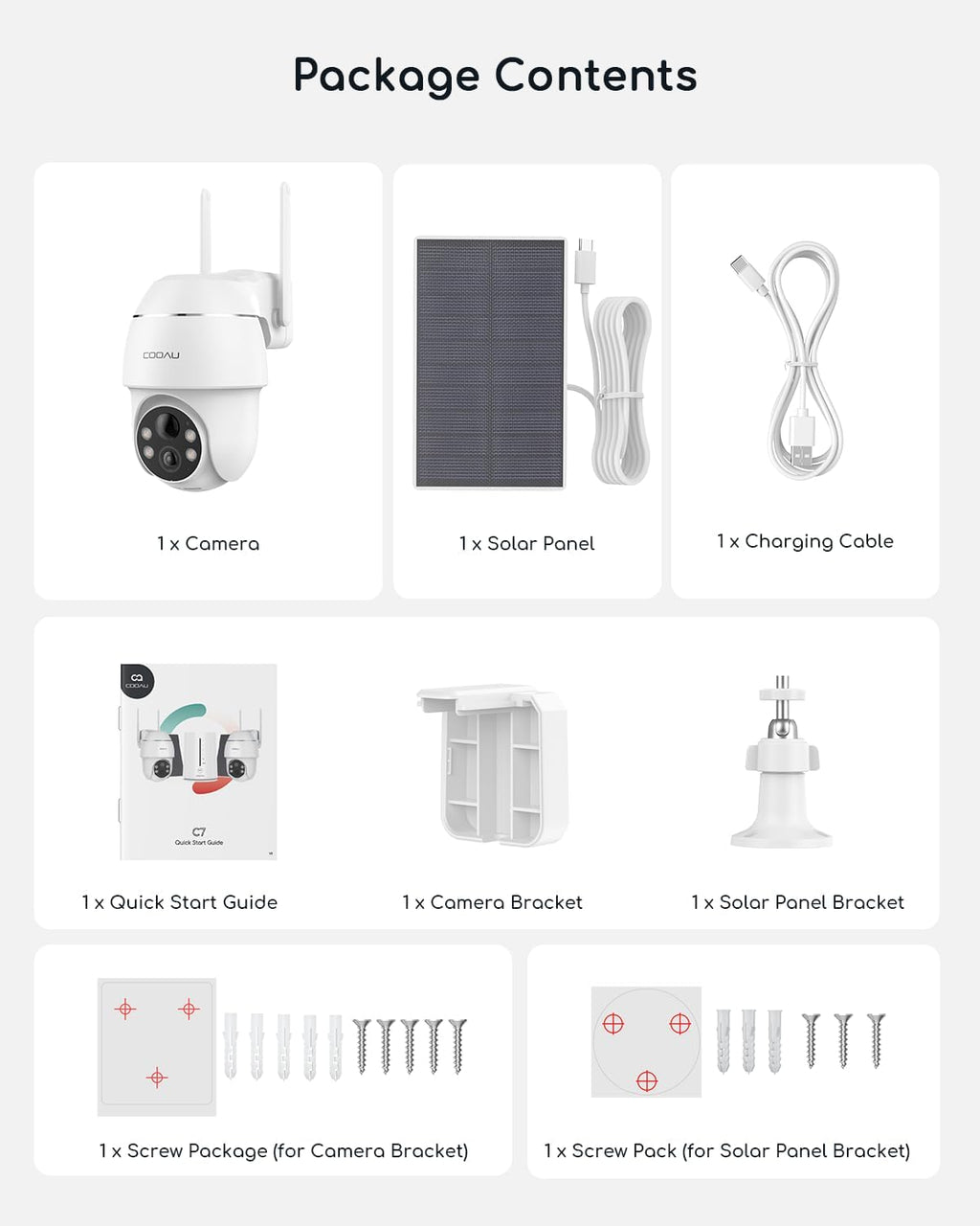 COOAU Solar Security Cameras Wireless Outdoor,4MP Cameras for Home Security System,360° Pan & Tilt,Color Night Vision,Motion Detection,No Monthly Fee,Siren Alarm,IP66