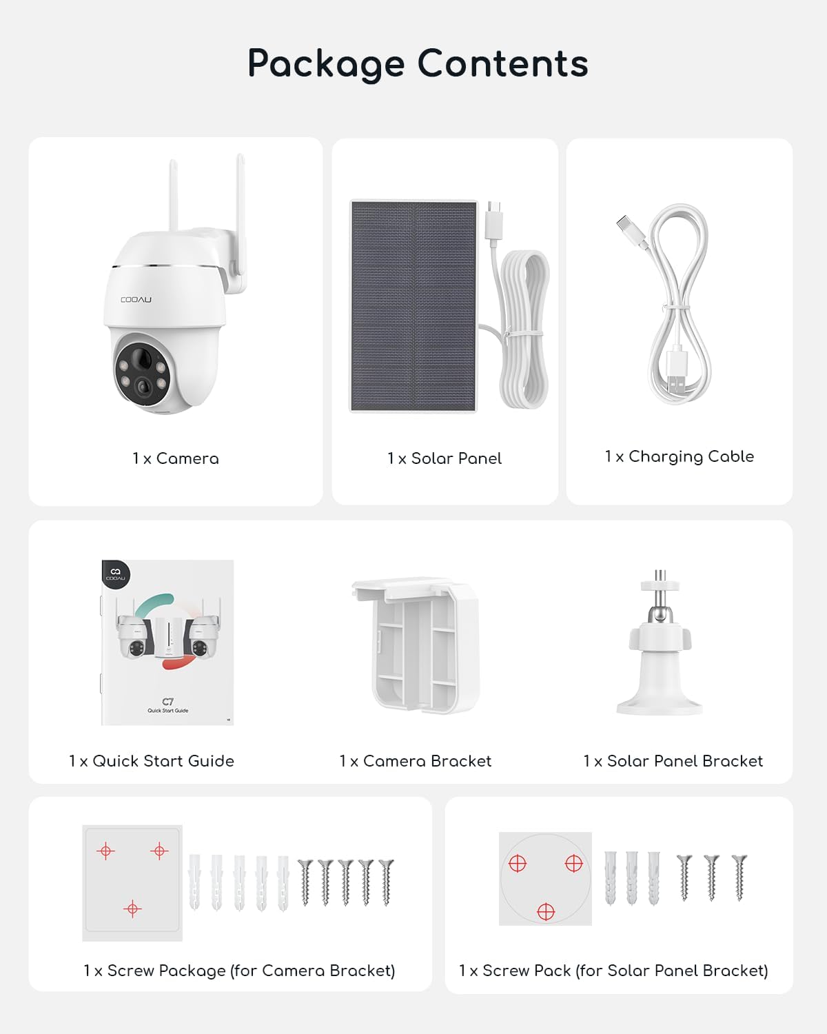 COOAU Solar Security Cameras Wireless Outdoor,4MP Cameras for Home Security System,360° Pan & Tilt,Color Night Vision,Motion Detection,No Monthly Fee,Siren Alarm,IP66
