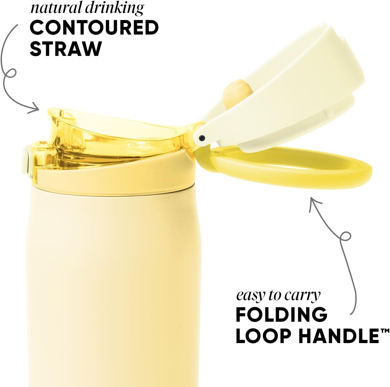 Simple Modern Mesa Loop Water Bottle with Covered Straw and Handle | 30oz Cup Holder Friendly Insulated Stainless Steel Bottles for Travel, Sports and School | Lemoncello