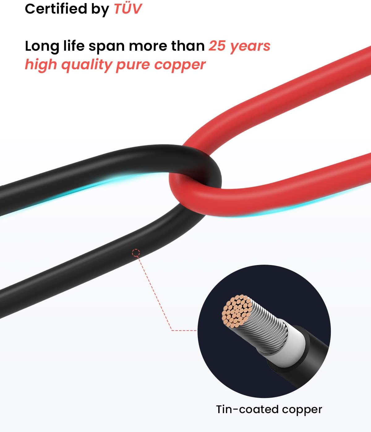 BougeRV 60 Feet 10AWG Solar Extension Cable with Female and Male Connector with Extra Pair of Connectors Solar Panel Adaptor Kit Tool (60FT Red + 60FT Black)