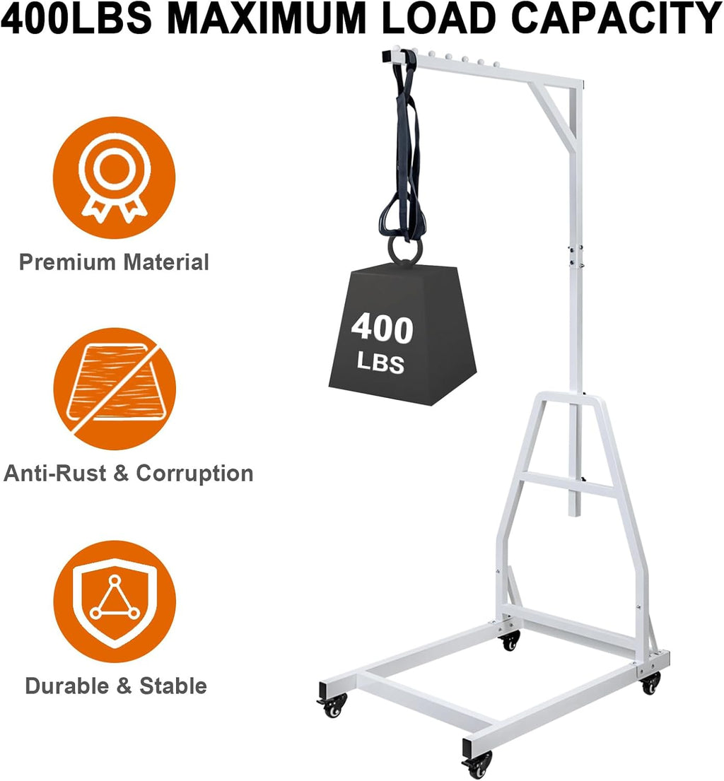 Trapeze Bar for Bed Mobility, Heavy Duty Pull Up Assist Bar with Floor Stand, 5Ft-7Ft Height Adjustable Trapeze Bar, Medical Patient Mover for Care Facilities, White
