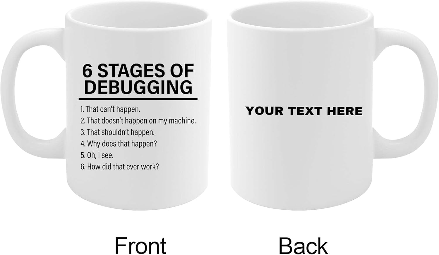 Panvola Personalized Stages Of Debugging Customized Computer Programmer IT Coder Programming Student Teacher Ceramic Coffee Mug 11oz