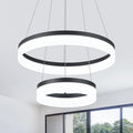 Buccleuch 2-Ring Modern LED Chandelier - Dimmable Black Round Pendant Light, Height Adjustable ETL-Certified Ceiling Light for Dining Room, Kitchen Island, Living Room, Bedroom, Foyer