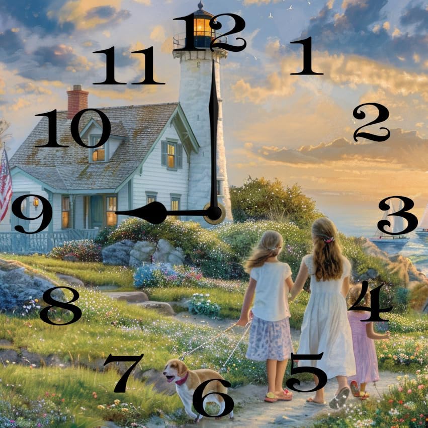 10 in Beach Path -194 Wood Wall Clock – Digital Time Display, Smart Home Compatible for Bedside or Workspace