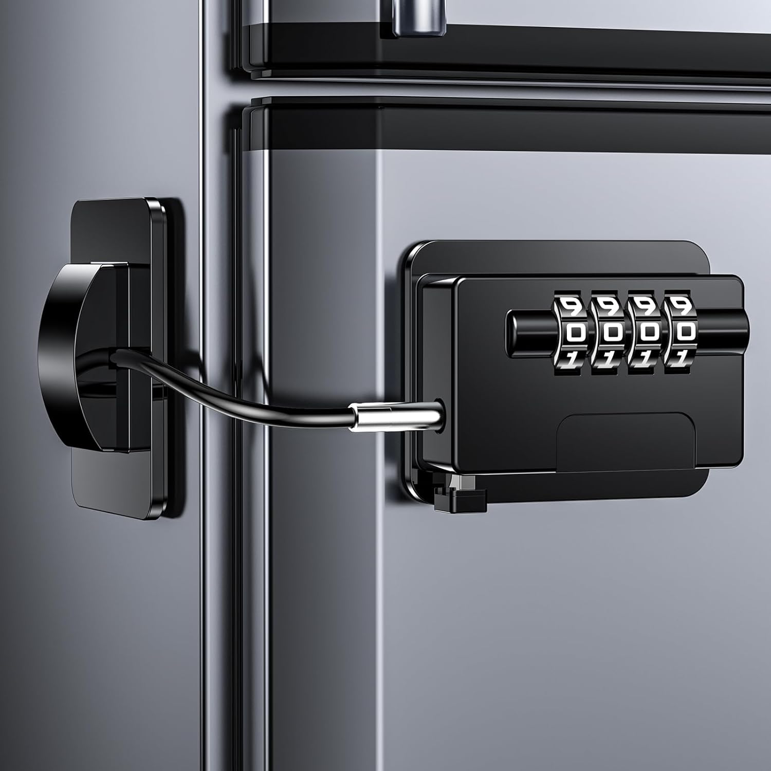 Child Proof Fridge Locks with 4 Code Password, Refrigerator Combination Latch for Kids, Toddlers and Adults, Baby Proofing Freezer Door Lock for Cabinets and Drawers, Oven, Windows (Black-1pack)
